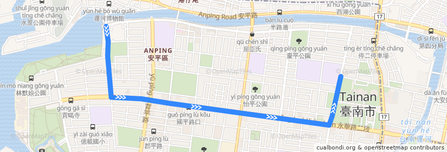 Mapa del recorrido H31市府線(延駛原住民文化會館_返程) de la línea  en 臺南市.