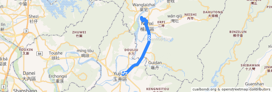 Mapa del recorrido 綠20(往永興吊橋_往程) de la línea  en Tainan.