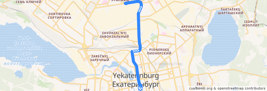 Mapa del recorrido Троллейбус 17. Розы Люксембург — Площадь 1-й Пятилетки de la línea  en городской округ Екатеринбург.