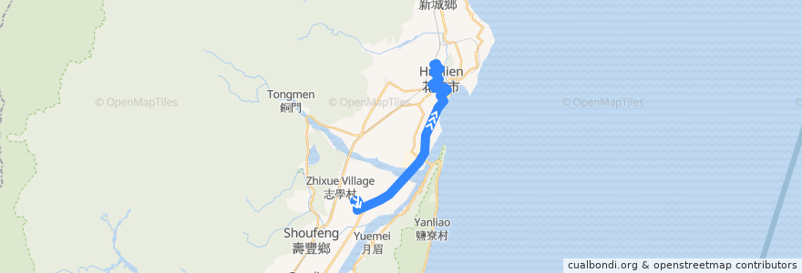 Mapa del recorrido 花蓮公車 301 花蓮火車站-東華大學 (返程) de la línea  en 花蓮縣.