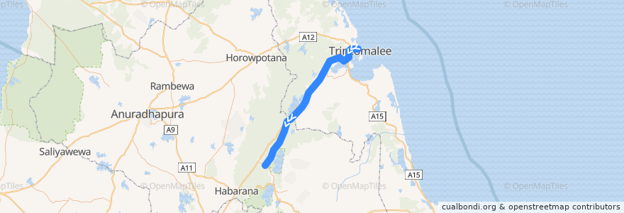 Mapa del recorrido Trincomalee Line de la línea  en 스리랑카.