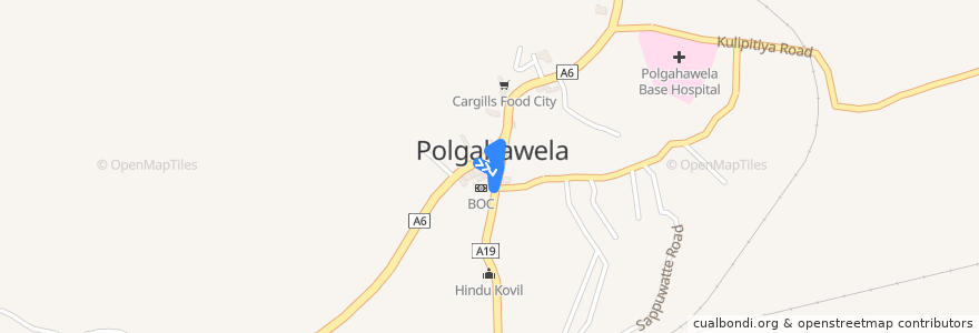 Mapa del recorrido Kegalle Kurunegala de la línea  en Kurunǣgala.