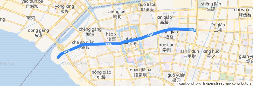 Mapa del recorrido 4路: 校西公交停车场 => 南通港 de la línea  en District de Chongchuan.