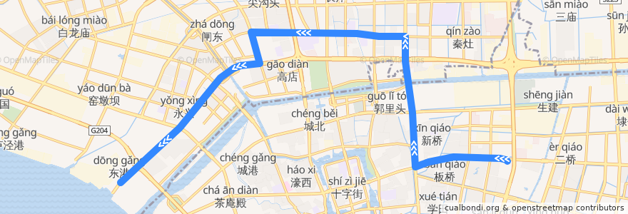 Mapa del recorrido 19路: 校西公交停车场 => 通沙汽渡 de la línea  en Distretto di Chongchuan.