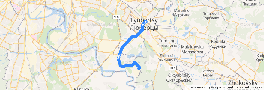 Mapa del recorrido Автобус 21: станция Люберцы => город Дзержинский de la línea  en استان مسکو.