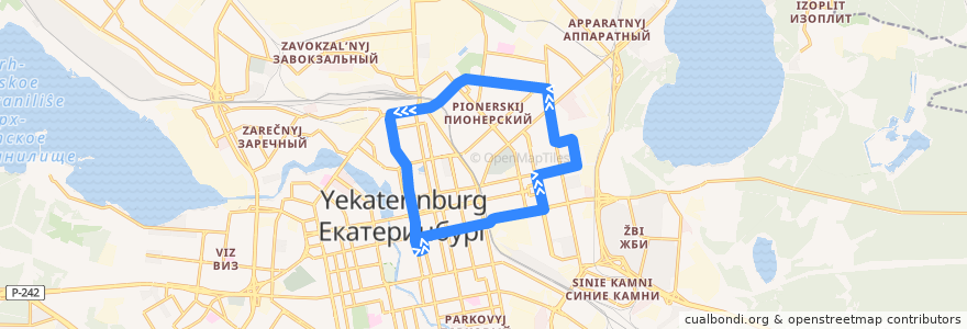 Mapa del recorrido Троллейбус 18. Академическая — Ж/Д Вокзал — Академическая de la línea  en городской округ Екатеринбург.
