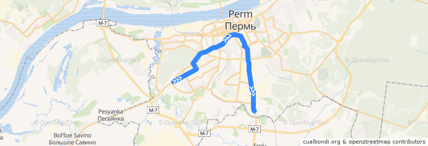 Mapa del recorrido Автобус №19: ул. Милиционера Власова – мкр-н Липовая гора de la línea  en Пермский городской округ.