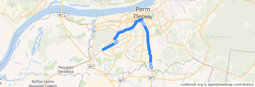 Mapa del recorrido Автобус №19: мкр-н Липовая гора – ул. Милиционера Власова de la línea  en Пермский городской округ.