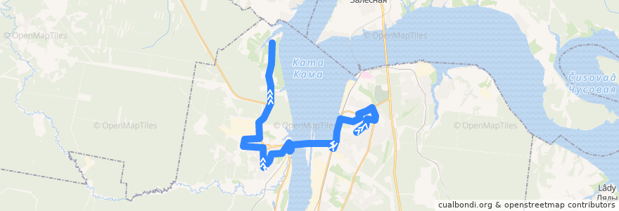 Mapa del recorrido Автобус №24: Автопарк – м/р Заозерье de la línea  en Пермский городской округ.
