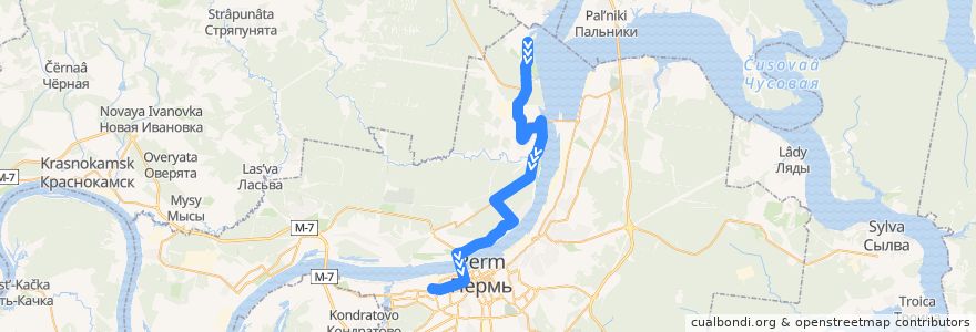 Mapa del recorrido Автобус №49: мкр-н Заозерье – ст. Пермь II de la línea  en ペルミ管区.