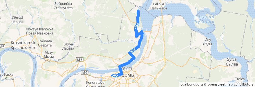 Mapa del recorrido Автобус №49: ст. Пермь II – мкр-н Заозерье de la línea  en ペルミ管区.