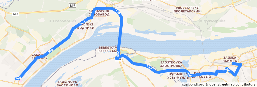 Mapa del recorrido Автобус №64: ДДК им. Кирова – ст. Пермь II de la línea  en Krai de Perm.