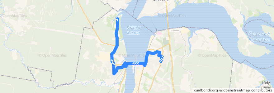 Mapa del recorrido Автобус №73: мкр-н Январский – мкр-н Заозерье de la línea  en ペルミ管区.