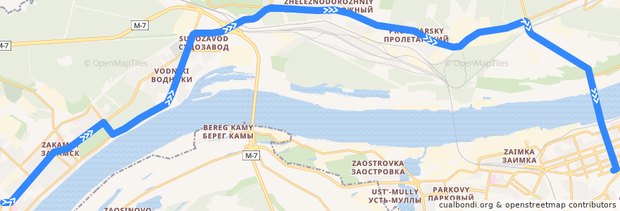 Mapa del recorrido Автобус №8: ДДК им. Кирова – Центральный рынок de la línea  en Perm District.
