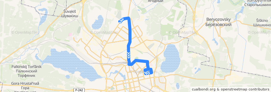 Mapa del recorrido Троллейбус 12. Коммунистическая - Академическая de la línea  en городской округ Екатеринбург.