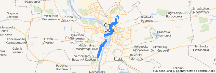 Mapa del recorrido Автобус №45 : 21-я Амурская - Механический завод de la línea  en オムスク管区.