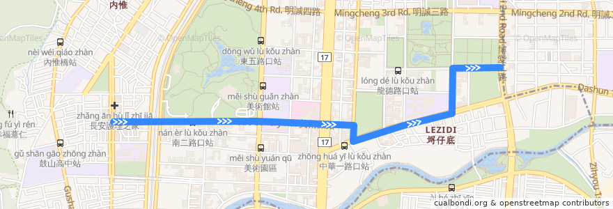 Mapa del recorrido 紅32(返程) de la línea  en Gushan District.