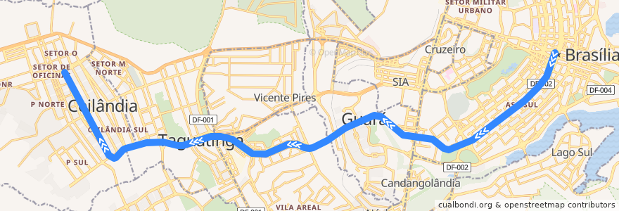 Mapa del recorrido Linha Verde: Central → Terminal Ceilândia de la línea  en District fédéral.