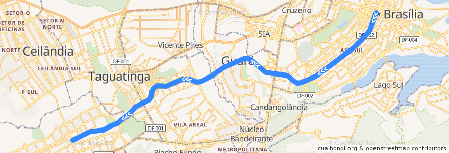 Mapa del recorrido Linha Laranja: Central → Samambaia de la línea  en Wilayah Persekutuan.