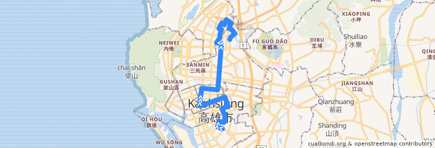 Mapa del recorrido 72A(返程) de la línea  en Kaohsiung.