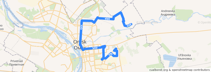 Mapa del recorrido Автобус №72 : СНТ Ивушка - пос. Чкаловский de la línea  en Omsk.