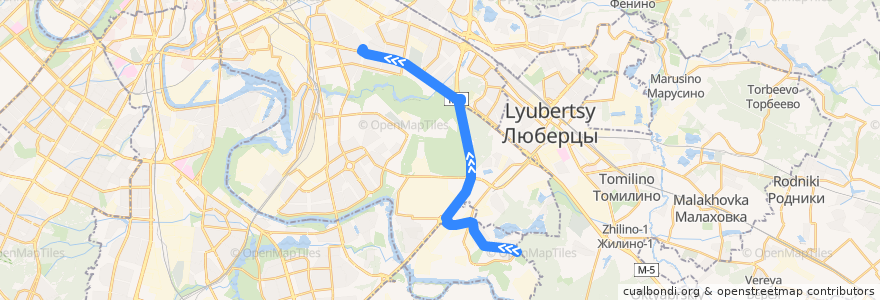 Mapa del recorrido Автобус 595: город Дзержинский => метро Кузьминки de la línea  en Central Federal District.