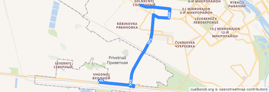 Mapa del recorrido Автобус №37 : микрорайон Входной - пос. Солнечный de la línea  en городской округ Омск.