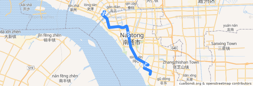 Mapa del recorrido 13路: 黄海路江海大道口 => 新开 de la línea  en Chongchuan District.