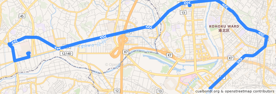 Mapa del recorrido 41系統 新横浜駅前→ららぽーと横浜 de la línea  en Йокогама.