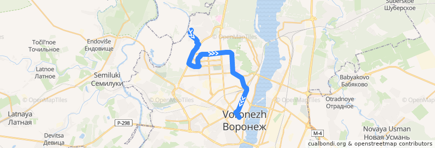 Mapa del recorrido Автобус №49М: Площадь Советов - ВГУ de la línea  en Voronezh.
