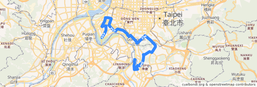 Mapa del recorrido 臺北市 673 大鵬新村-東園 (返程) de la línea  en تايبيه.