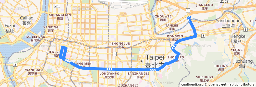 Mapa del recorrido 臺北市 信義幹線 捷運昆陽站-臺北車站 (往程) de la línea  en 臺北市.