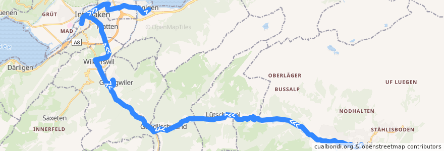 Mapa del recorrido Bus M41: Grindelwald => Interlaken - Bönigen de la línea  en Arrondissement administratif d'Interlaken-Oberhasli.