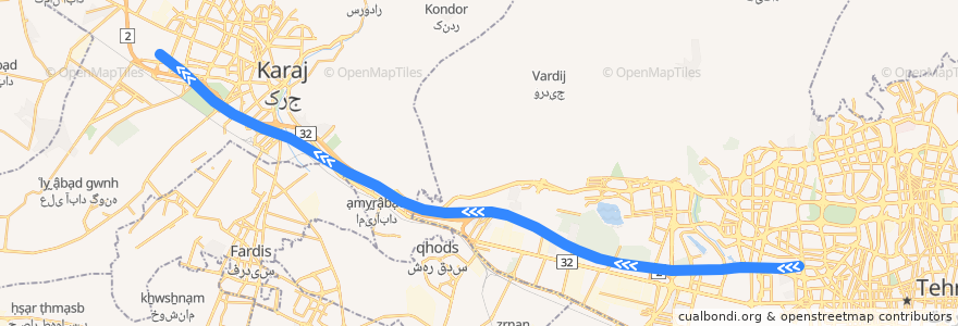 Mapa del recorrido خط ۸ de la línea  en Iran.
