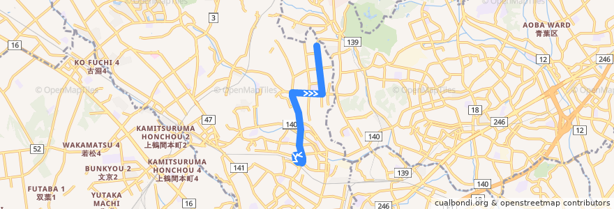 Mapa del recorrido 成瀬01系統 de la línea  en Tokio.