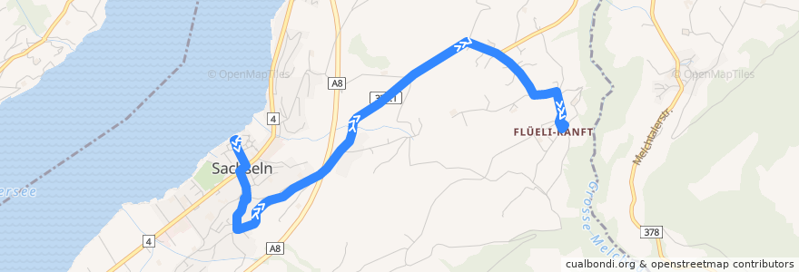 Mapa del recorrido Bus 351; Sachseln-Flüeli-Ranft de la línea  en Obvaldo.
