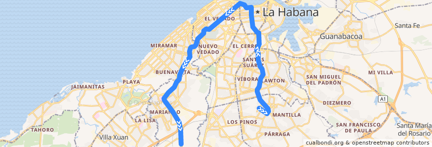 Mapa del recorrido Línea de Metrobus P9 La Palma => Vedado => CUJAE de la línea  en Гавана.