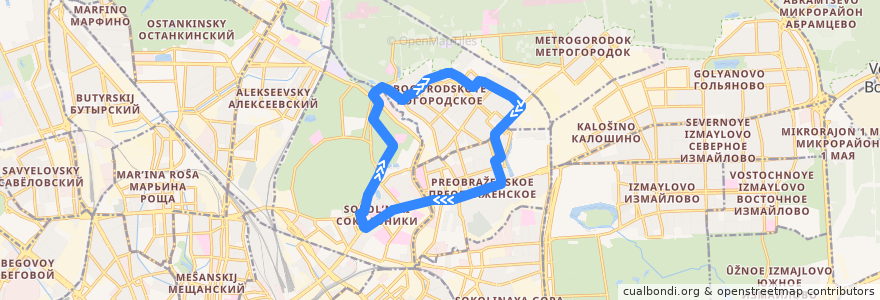 Mapa del recorrido Трамвай 4пр: Метро «Бульвар Рокоссовского» => Метро «Бульвар Рокоссовского» de la línea  en Москва.