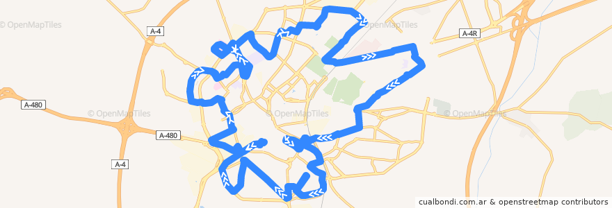 Mapa del recorrido Línea Bus 9 Circular 2 de la línea  en شريش.