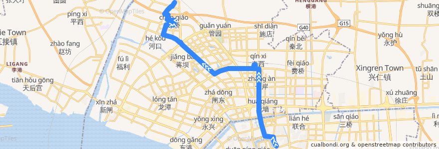 Mapa del recorrido 55路: 交巡警支队 => 陈桥街办 de la línea  en 충촨구.