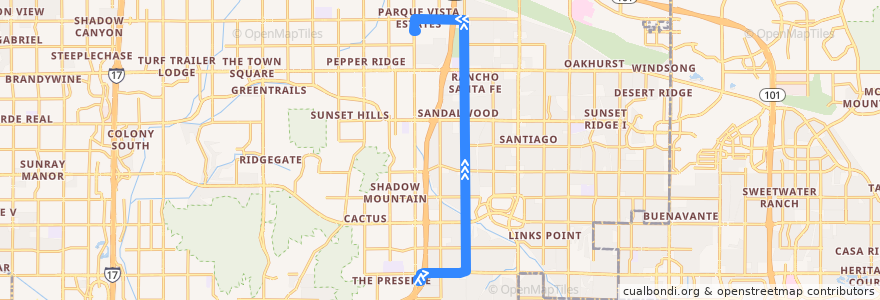 Mapa del recorrido bus 39 NB de la línea  en 피닉스.
