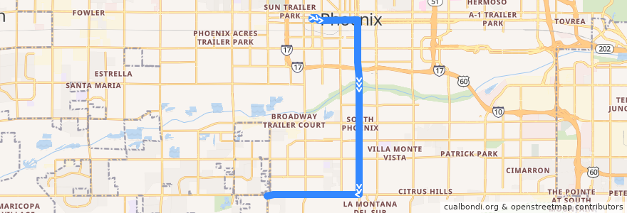 Mapa del recorrido bus SMW Rapid IB de la línea  en 피닉스.