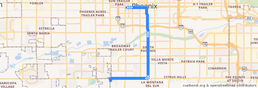 Mapa del recorrido bus SMW Rapid OB de la línea  en 피닉스.