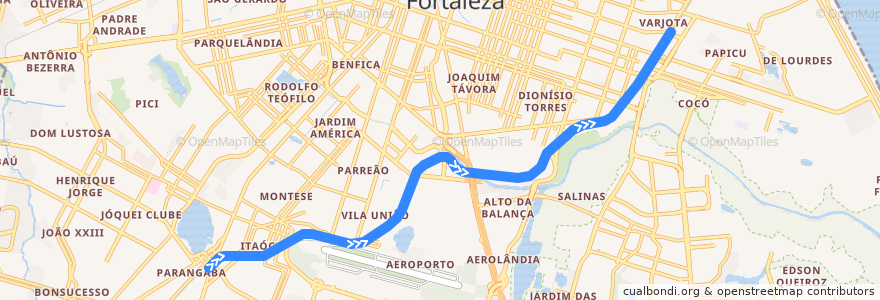 Mapa del recorrido Linha Parangaba-Mucuripe: Parangaba ⇒ Iate de la línea  en 포르탈레자.