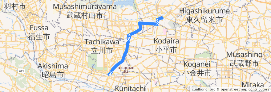 Mapa del recorrido 立34 de la línea  en Tokyo.