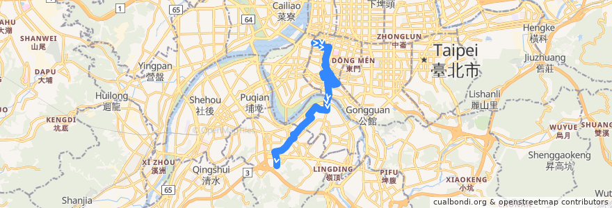 Mapa del recorrido 新北市 243 西門-中和(返程) de la línea  en Neu-Taipeh.