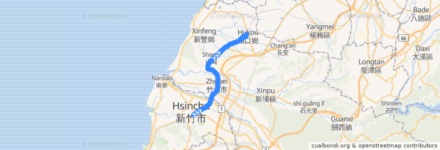 Mapa del recorrido 5622 新竹→湖口(經新豐) de la línea  en 中華民國12浬領海外界線.