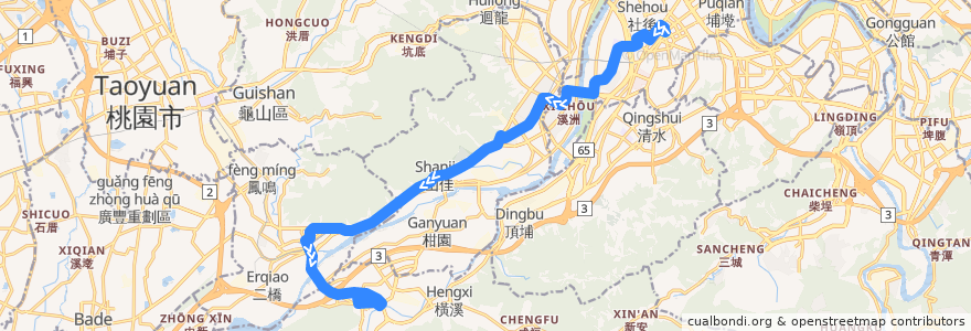 Mapa del recorrido 新北市 702 板橋-三峽 (返程) de la línea  en Neu-Taipeh.