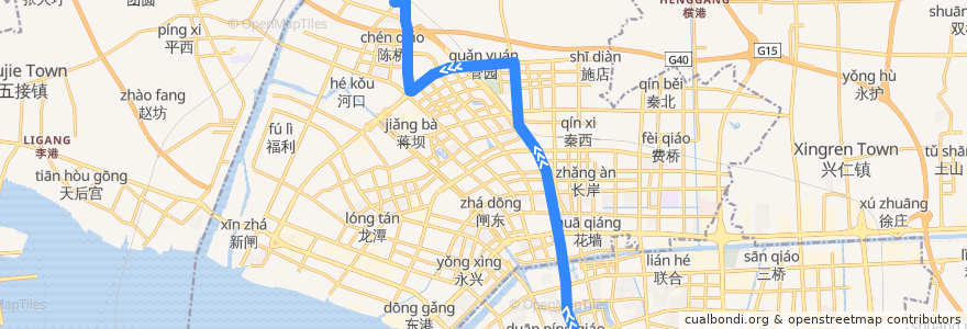 Mapa del recorrido 17路: 盆景园 => 陈桥街办 de la línea  en 충촨구.
