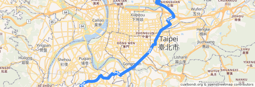 Mapa del recorrido 臺北市 950 中和-內湖科學園區(往程) de la línea  en Nouveau Taipei.
